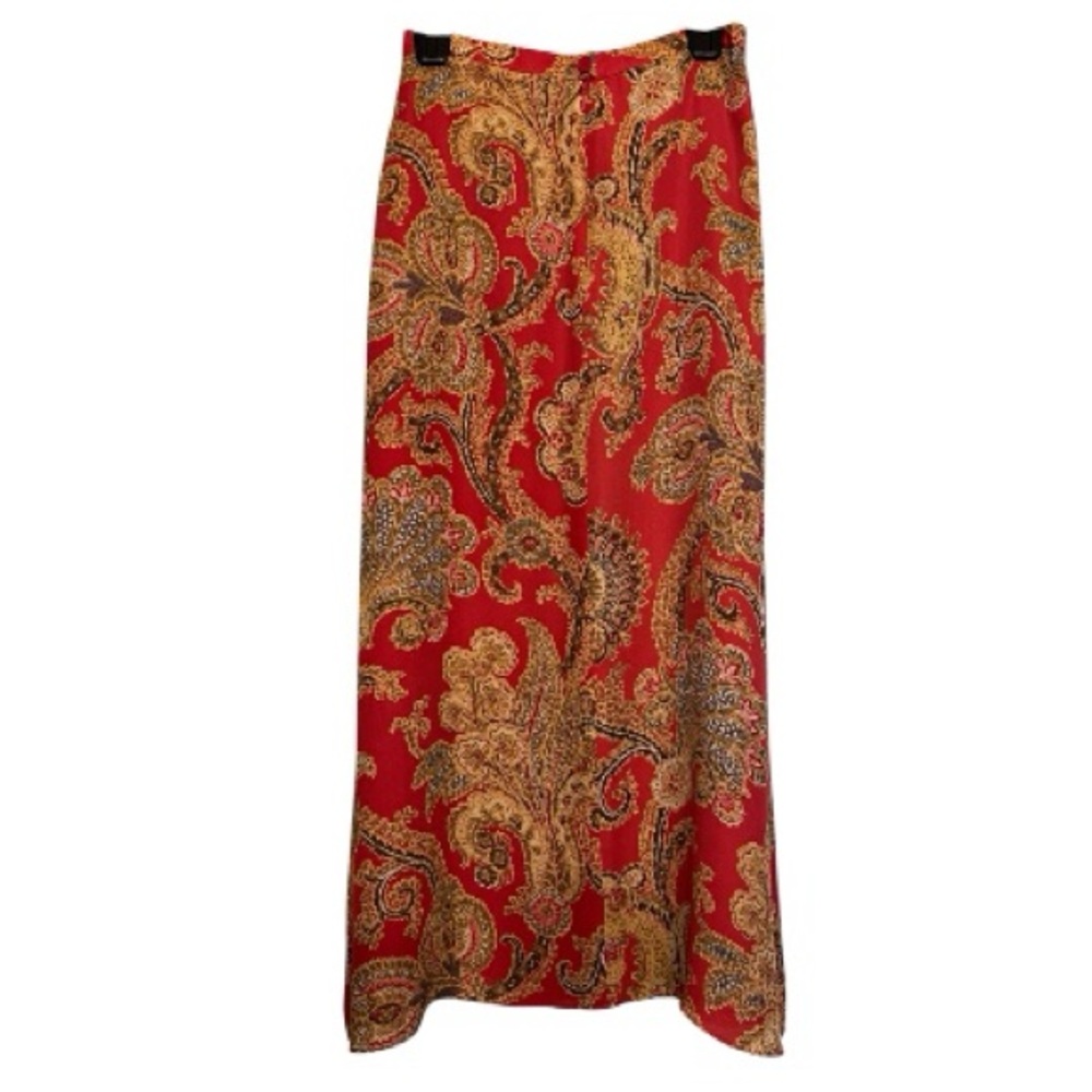 Vintage Jones New York Country 100% Silk Paisley Midi Skirt - Picture 6 of 10